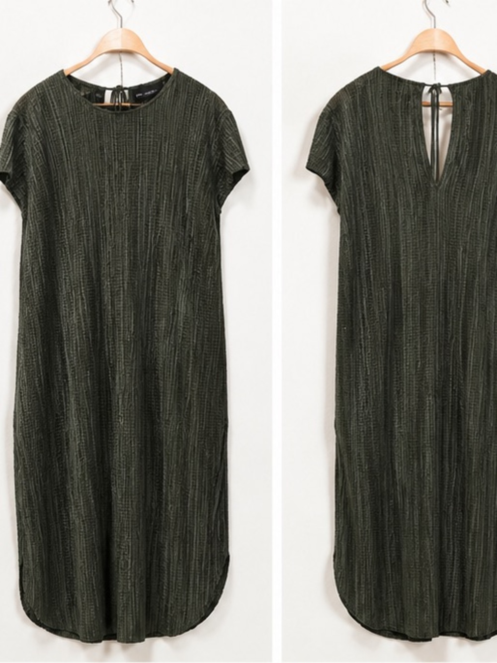 Sabina Musayev Forest Green Textured Waffle Midi Dress with Side Slit
